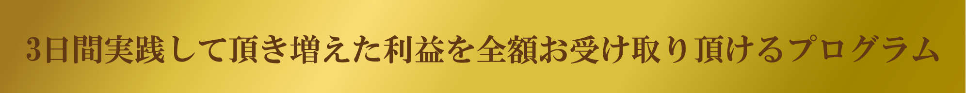 3日間実践して頂き増えた利益を全額お受け取り頂けるプログラム